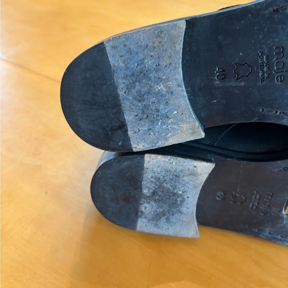 Maje Black Leather Made In Portugal Lace Up Ankle Boots - Picture 10 of 11